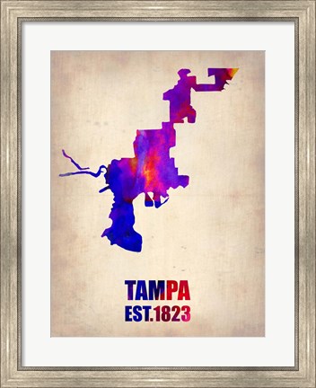 Framed Tampa Watercolor Map Print