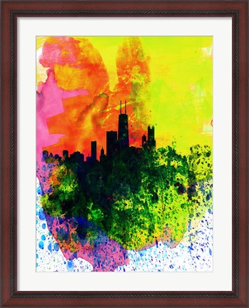 Framed Chicago Watercolor Skyline Print