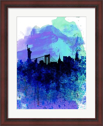 Framed New York  Watercolor Skyline 2 Print