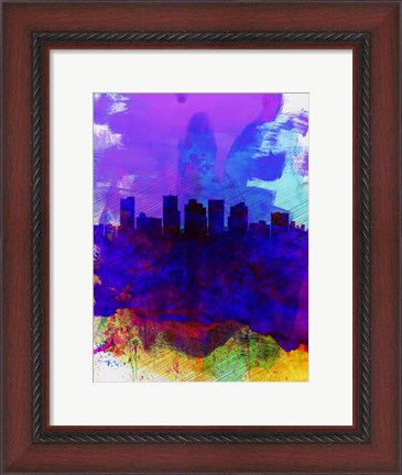 Framed Phoenix Watercolor Skyline 1 Print