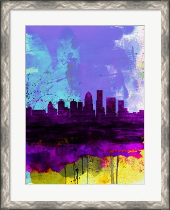 Framed Louisville Watercolor Skyline Print