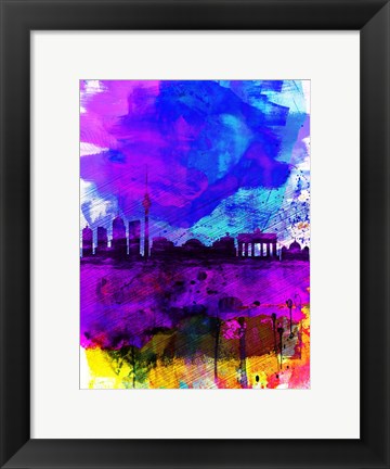 Framed Berlin Watercolor Skyline Print