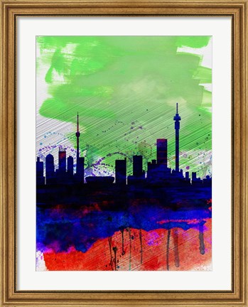 Framed Johannesburg Watercolor Skyline Print