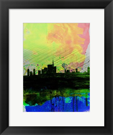 Framed Milan Watercolor Skyline 2 Print