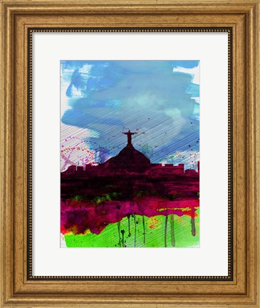 Framed Rio Watercolor Skyline Print