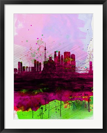 Framed Tokyo Watercolor Skyline Print