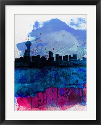Framed Vancouver Watercolor Skyline Print