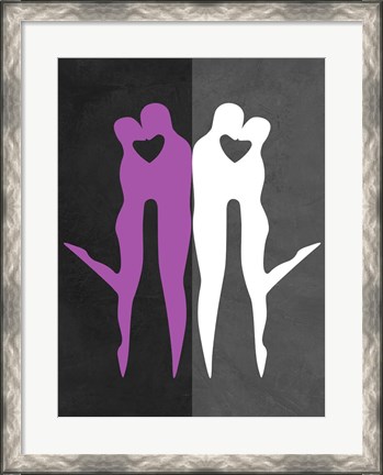 Framed Purple and White Kiss Print