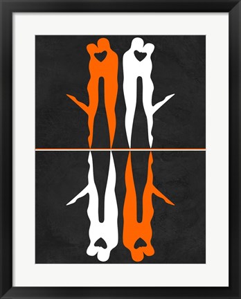 Framed Orange and White Kiss Print