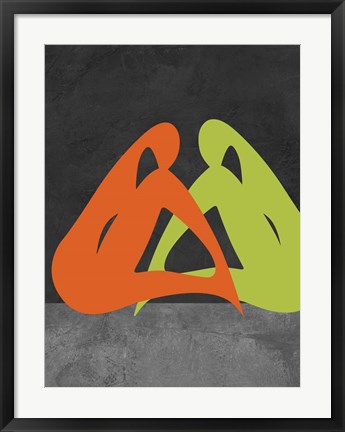 Framed Orange and Green Women Print