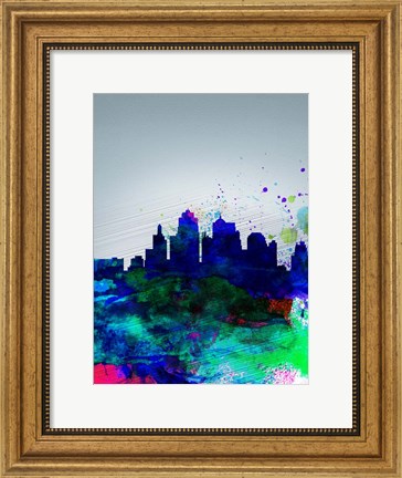 Framed Kansas City Watercolor Skyline Print