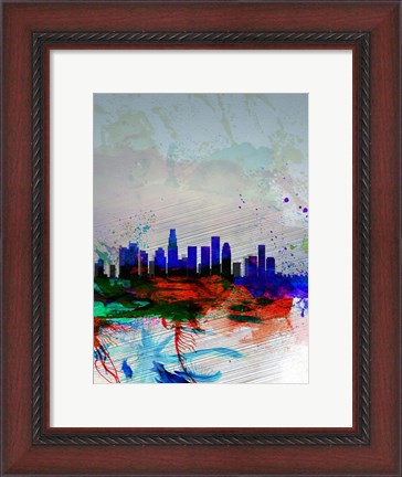 Framed Los Angeles  Watercolor Skyline 1 Print