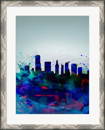 Framed Miami Watercolor Skyline Print