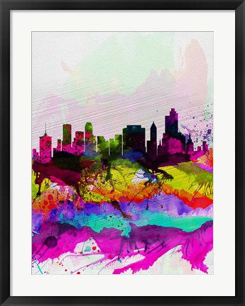 Framed Tulsa Watercolor Skyline Print