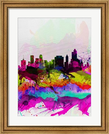 Framed Tulsa Watercolor Skyline Print