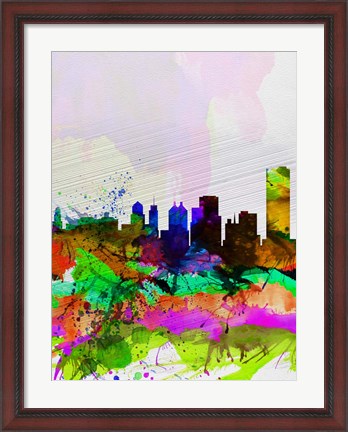 Framed Buffalo Watercolor Skyline Print
