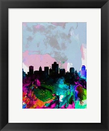 Framed Salt Lake City Watercolor Skyline Print