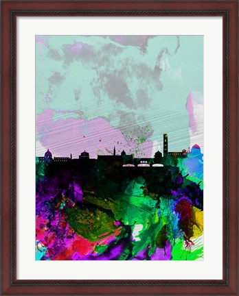 Framed Florence Watercolor Skyline Print