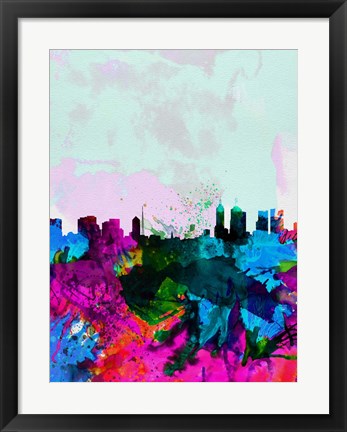 Framed Melbourne Watercolor Skyline Print