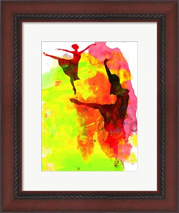 Framed Two Red Ballerinas Watercolor Print