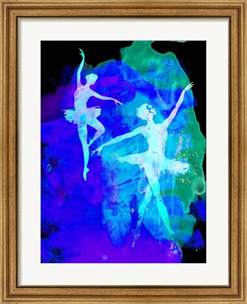 Framed Two White Dancing Ballerinas Print