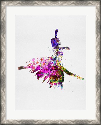 Framed Ballerina on Stage Watercolor 4 Print