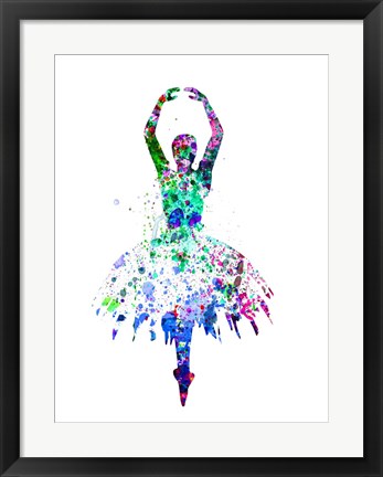 Framed Ballerina Dancing Watercolor 4 Print