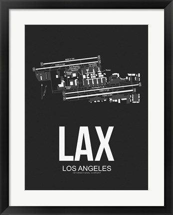 Framed LAX Los Angeles Airport Black Print