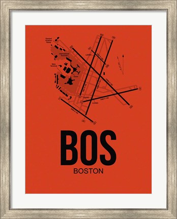 Framed BOS Boston Airport Orange Print