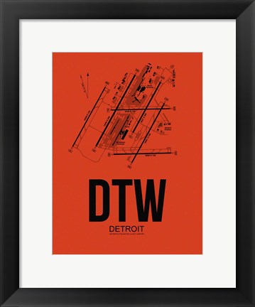 Framed DTW Detroit Airport Orange Print