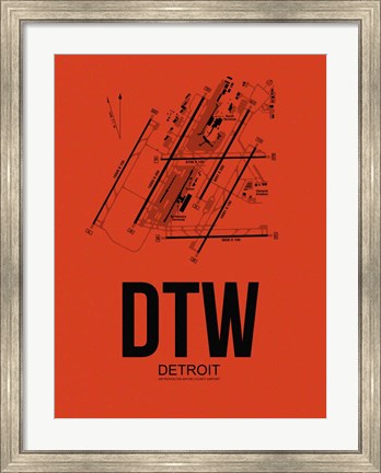 Framed DTW Detroit Airport Orange Print