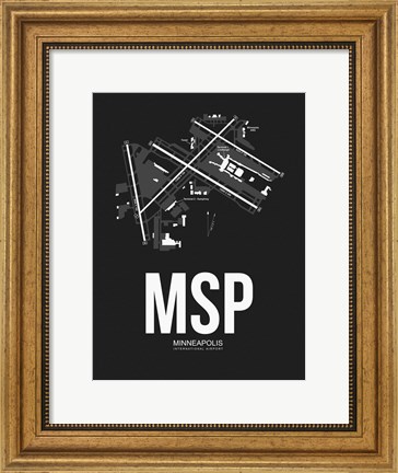 Framed MSP Minneapolis Airport Black Print