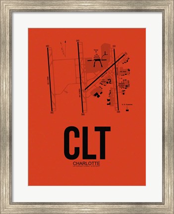 Framed CLT Charlotte Airport Orange Print