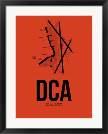 Framed DCA Washington Airport Orange Print