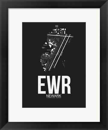 Framed EWR Newark Airport Black Print