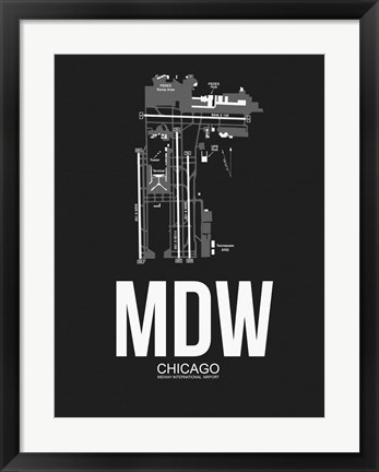 Framed MDW Chicago Airport Black Print