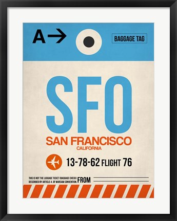Framed SFO San Francisco Luggage Tag 1 Print