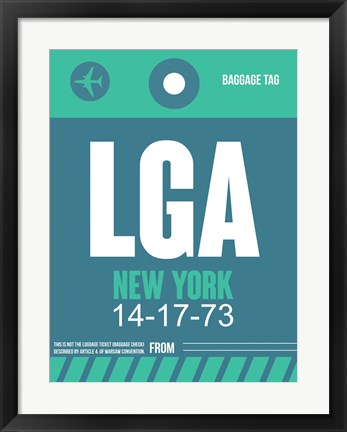 Framed LGA New York Luggage Tag 2 Print