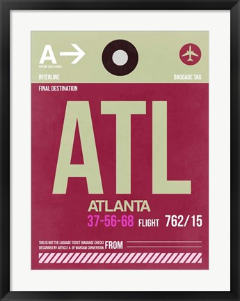 Framed ATL Atlanta Luggage Tag 2 Print