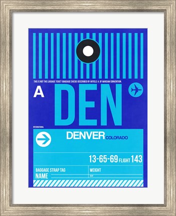 Framed DEN Denver Luggage Tag 2 Print