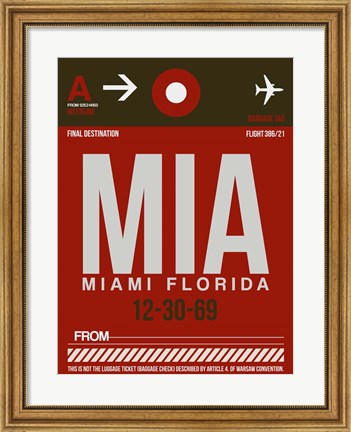 Framed MIA Miami Luggage Tag 2 Print