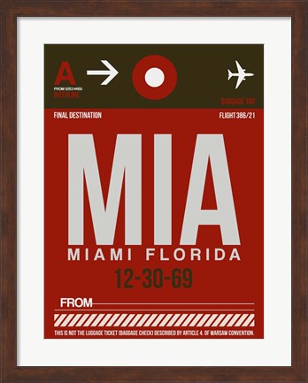 Framed MIA Miami Luggage Tag 2 Print