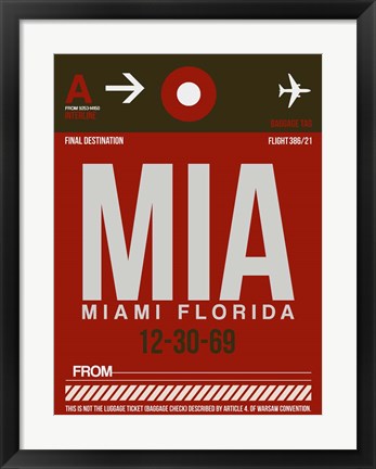 Framed MIA Miami Luggage Tag 2 Print
