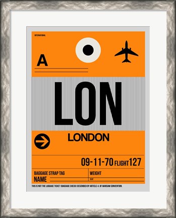 Framed LON London Luggage Tag 1 Print