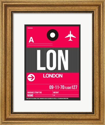 Framed LON London Luggage Tag 2 Print