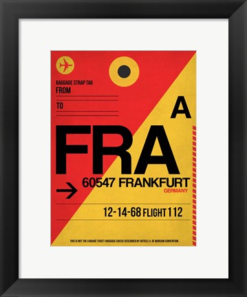 Framed FRA Frankfurt Luggage Tag 2 Print