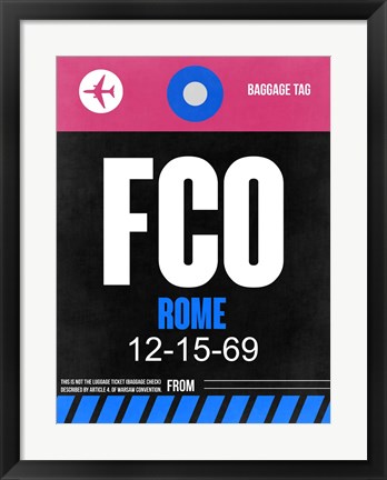 Framed FCO Rome Luggage Tag 2 Print