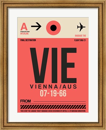 Framed VIE Vienna Luggage Tag 1 Print