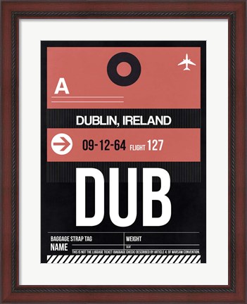 Framed DUB Dublin Luggage Tag 2 Print