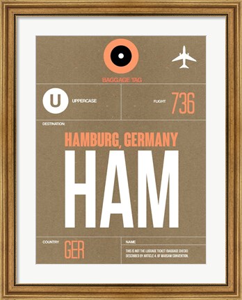 Framed HAM Hamburg Luggage Tag 2 Print